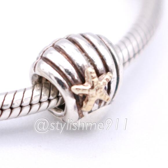 PANDORA Silver Sea Shell Charm with 14K Gold - 790249 - Picture 1 of 13